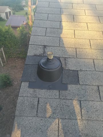 New pipe boot installed to seal the vent stack